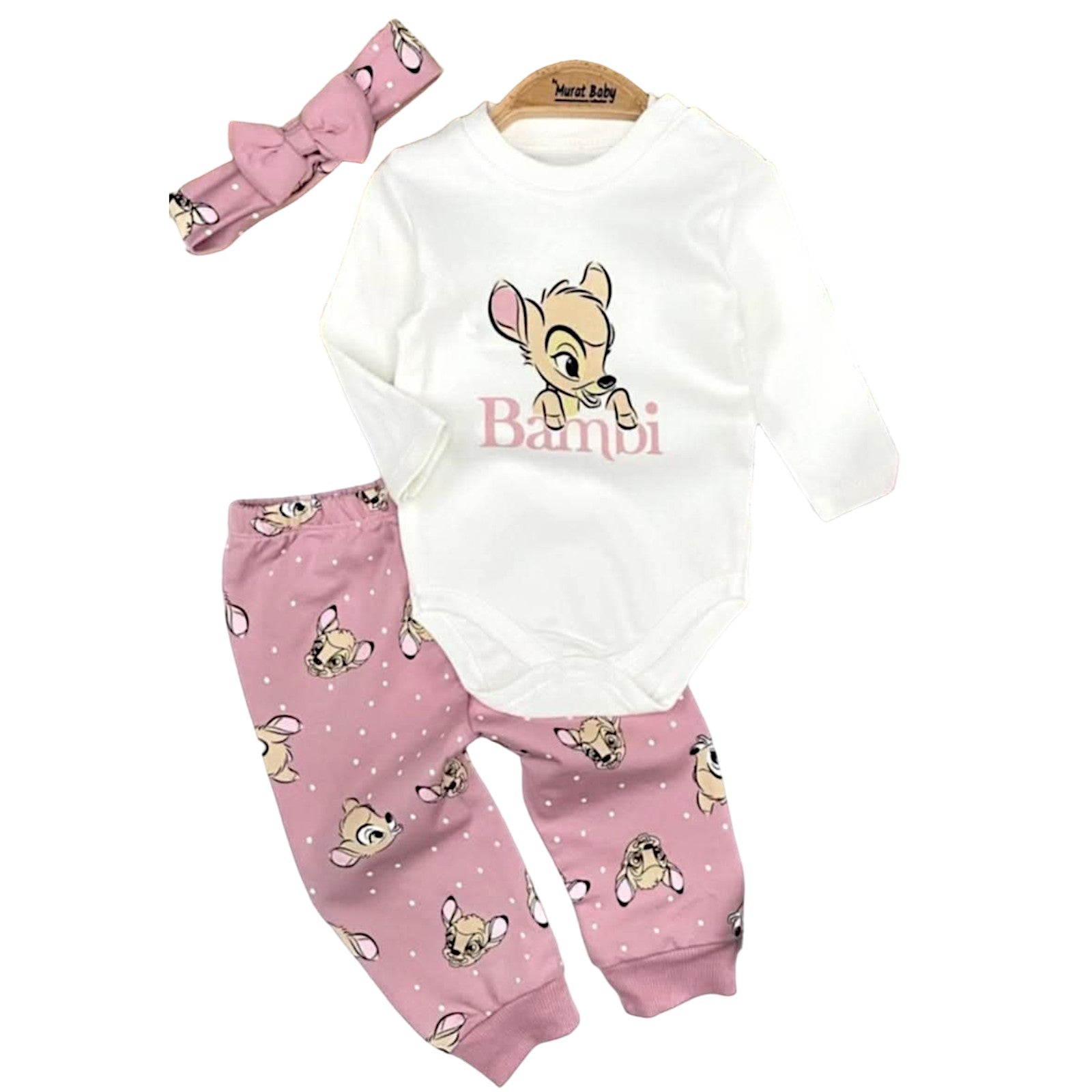 Murat Baby 9142-22125-40 mädchenhaftes rosa Bodysuit- und Stirnband-Set
