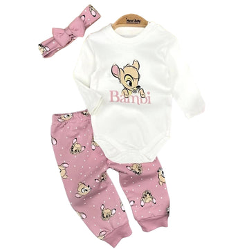 Murat Baby 9142-22125-40 mädchenhaftes rosa Bodysuit- und Stirnband-Set