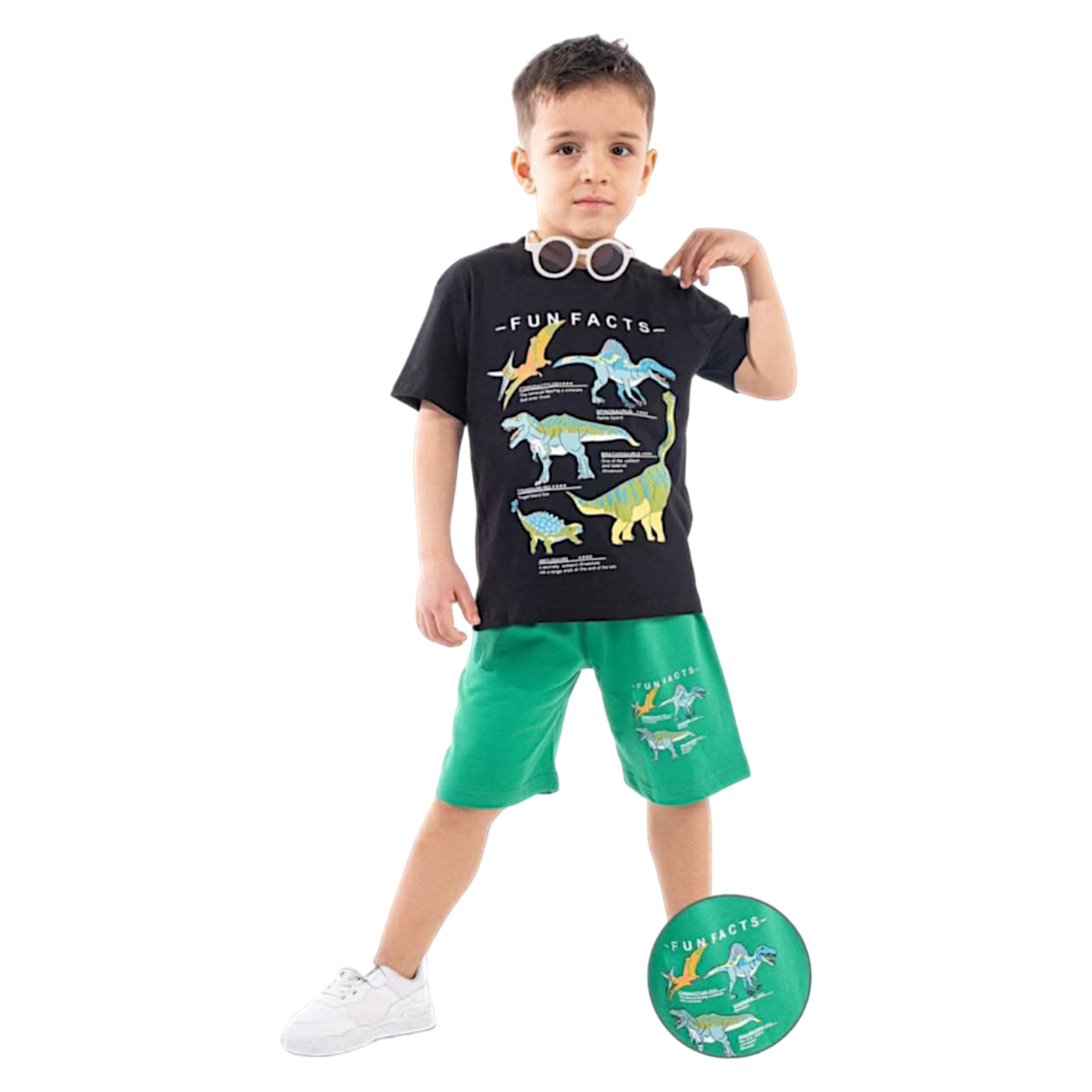 Jungen Dinosaurier Shorts Set Schwarz Ceo Casual C-003-14525-14