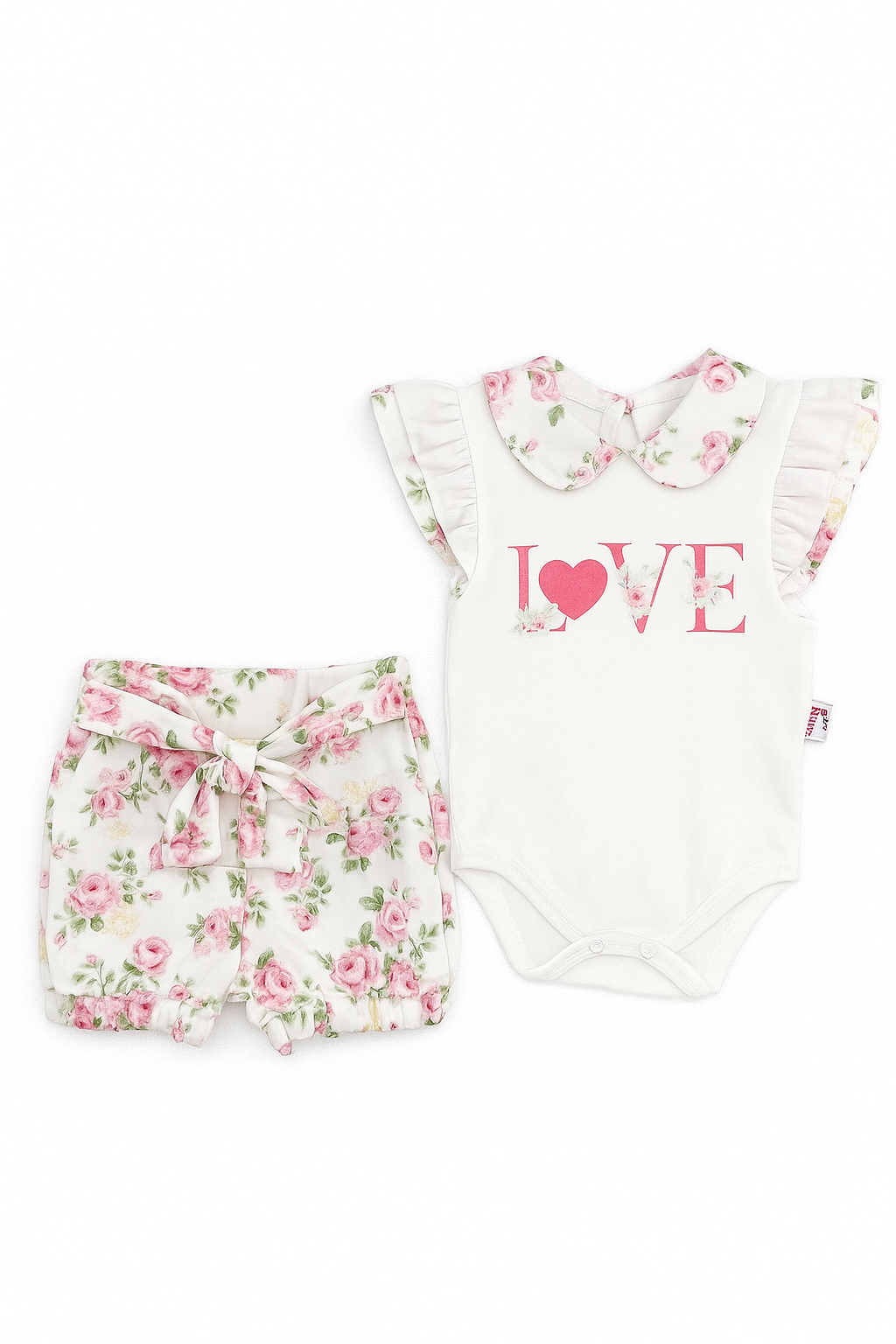 Murat Baby 9615-5625 weißes Body- und Shorts-Set für Mädchen