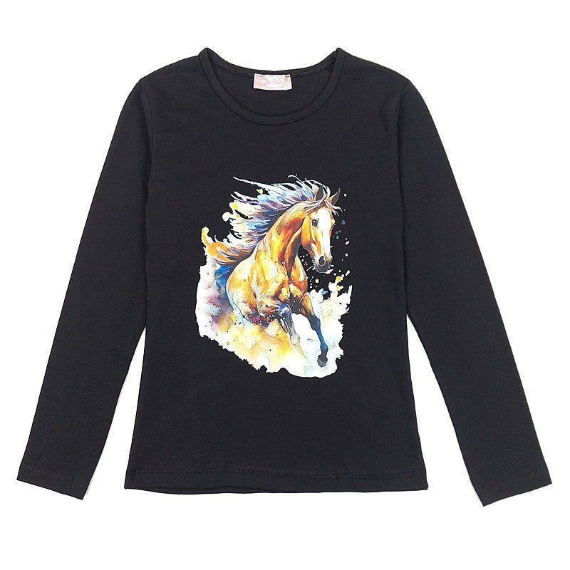 Bluzka Długi Rękaw Koń dziewczynka czarny 4616-71023  GKMOD -  - #tag1# - #tag2# - #tag3# - #tag4#