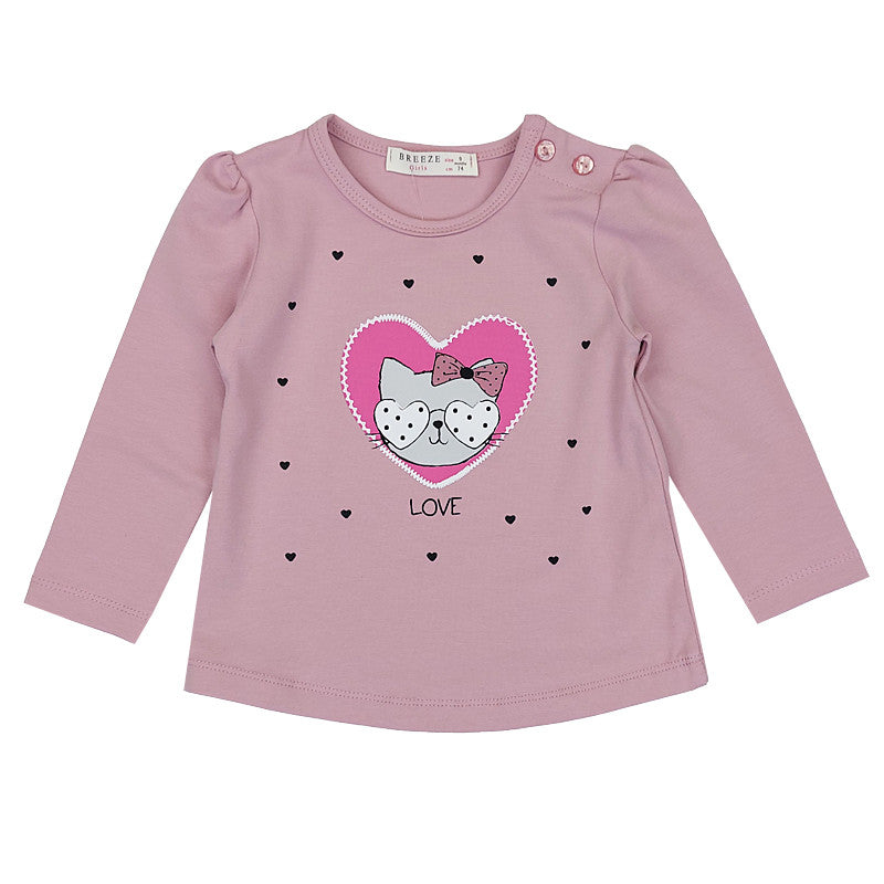 Bluzka Długi Rękaw Kotek dziewczynka wrzos 19163-71023  GKMOD -  - #tag1# - #tag2# - #tag3# - #tag4#