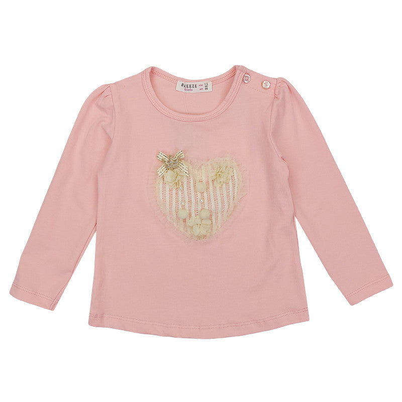 Bluzka Długi Rękaw Serce dziewczynka łosoś 19105-71023  GKMOD -  - #tag1# - #tag2# - #tag3# - #tag4#