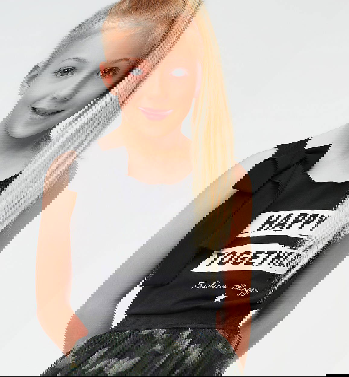 Bluzka na ramiączkach dziewczęca iDO J863-0658 kolor czarny -  - #tag1# - #tag2# - #tag3# - #tag4#