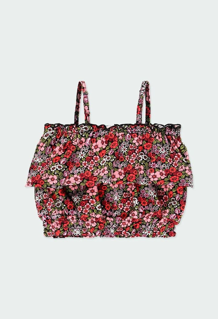 Bluzka w kwiaty dla dziewczynki Boboli 414065-9783 kolor czerwony -  - #tag1# - #tag2# - #tag3# - #tag4#