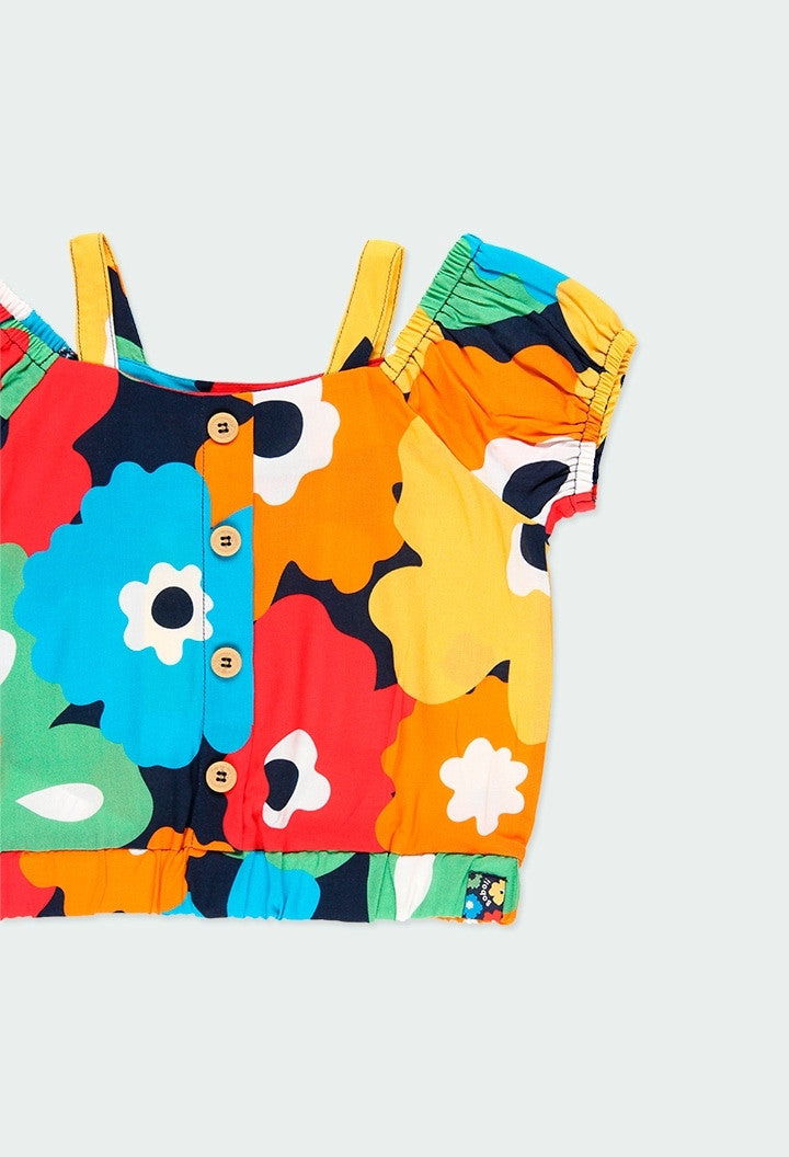 Bluzka w kwiaty dla dziewczynki Boboli 454014-9806 kolor wielokolorowy -  - #tag1# - #tag2# - #tag3# - #tag4#
