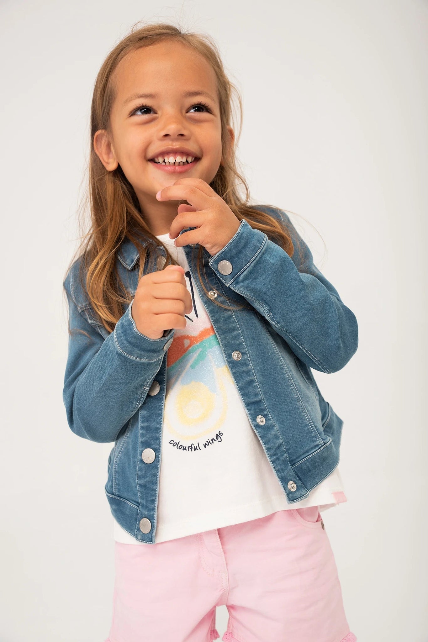 Boboli 216133-BLEACH Kurtka jeans dziewczynka kolor niebieski -  - #tag1# - #tag2# - #tag3# - #tag4#