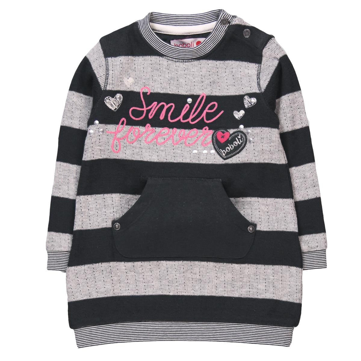 Boboli 244066_9609 Sukienka dzianina pasy kolor szary -  - #tag1# - #tag2# - #tag3# - #tag4#