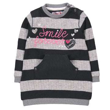 Boboli 244066_9609 Sukienka dzianina pasy kolor szary -  - #tag1# - #tag2# - #tag3# - #tag4#