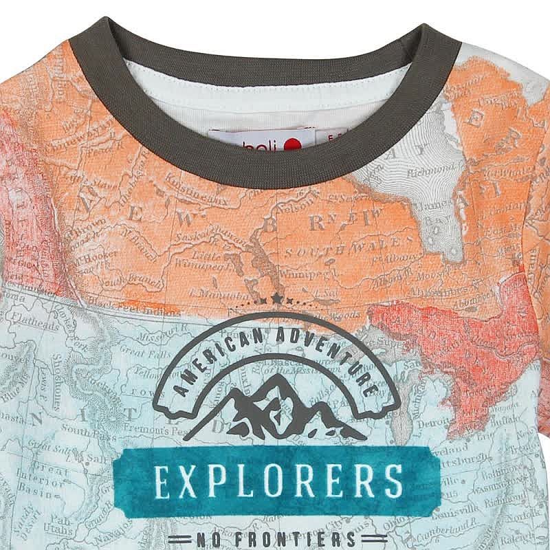 Boboli 335023-1111 Bluzka dla chłpaka mapa kolor pomarańcz -  - #tag1# - #tag2# - #tag3# - #tag4#