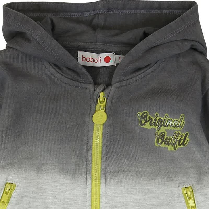 Boboli 345091-8072 Bluza chłopięca cieniowana z kapturem zapinana kolor szary -  - #tag1# - #tag2# - #tag3# - #tag4#