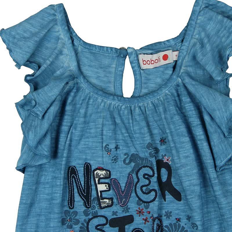 Boboli 475141-2411 Bluzka dziewczęca z naszywkami kolor niebieski -  - #tag1# - #tag2# - #tag3# - #tag4#