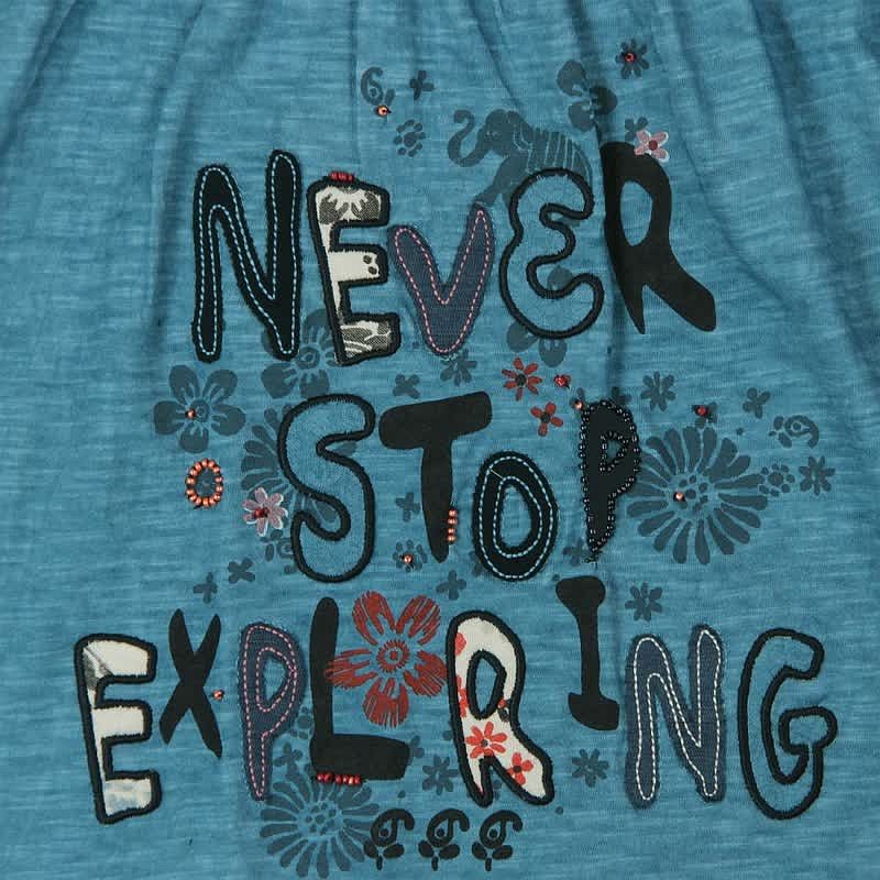 Boboli 475141-2411 Bluzka dziewczęca z naszywkami kolor niebieski -  - #tag1# - #tag2# - #tag3# - #tag4#