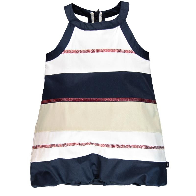 Boboli Sukienka bombka 721213-2440  kolor biały/granat -  - #tag1# - #tag2# - #tag3# - #tag4#