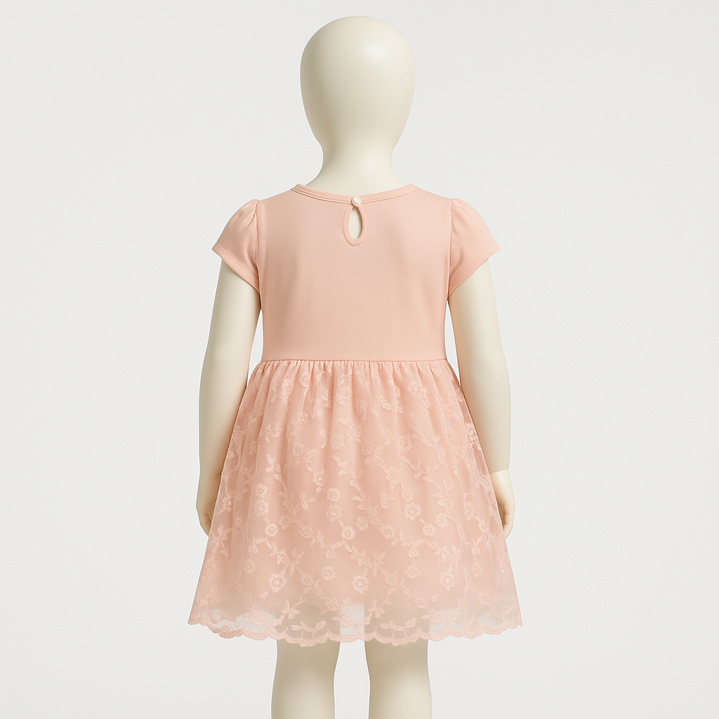 Elegantes apricotfarbenes Spitzen-Mädchenkleid Breeze 18558-2425