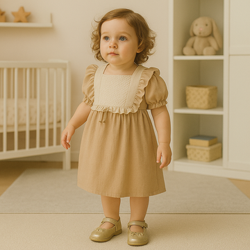 Beiges besticktes Musselinkleid für Mädchen My Lusa 3007-16525-1
