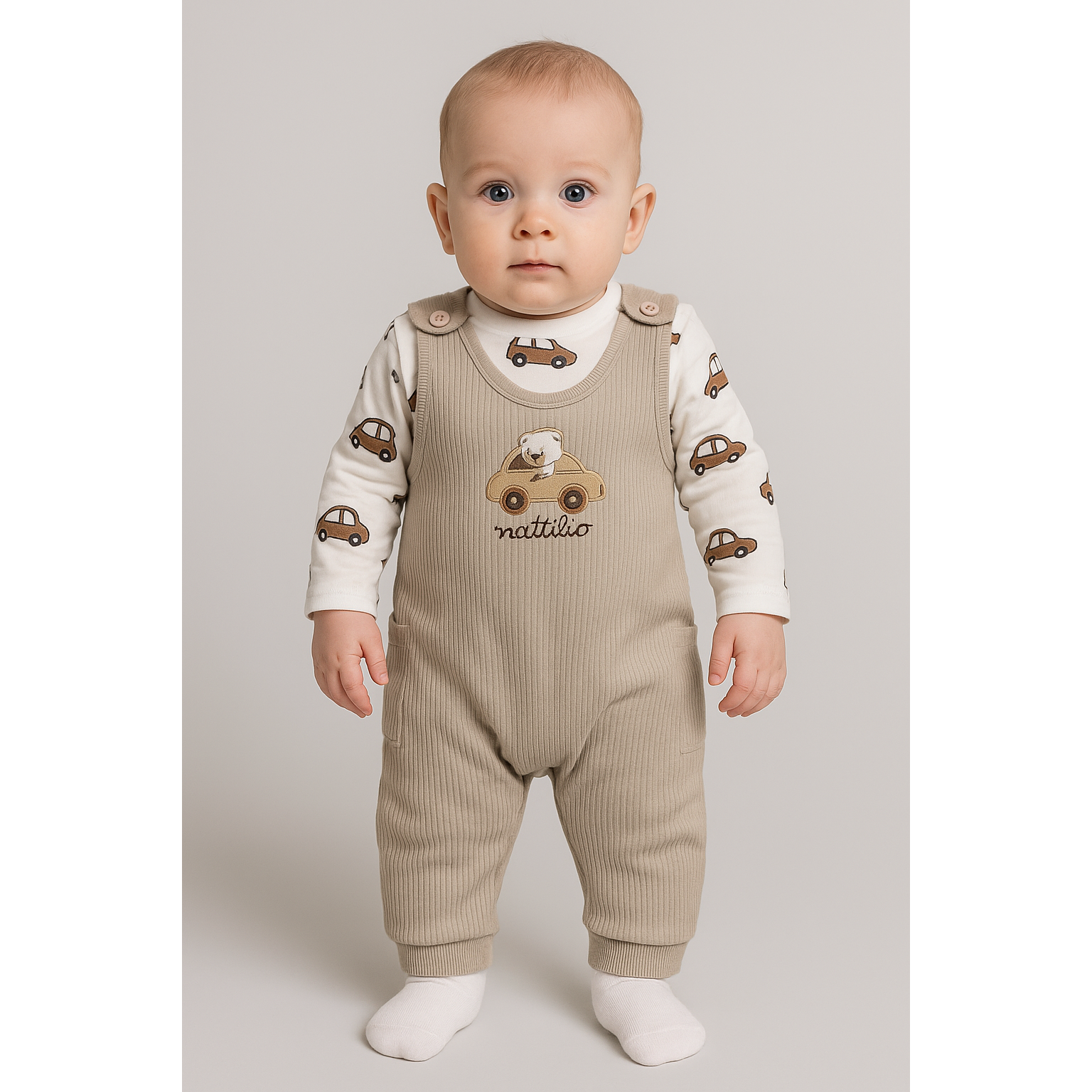 Jungen Body, Shorts und Socken Set, beige, Nafitto, 1459-15425-1