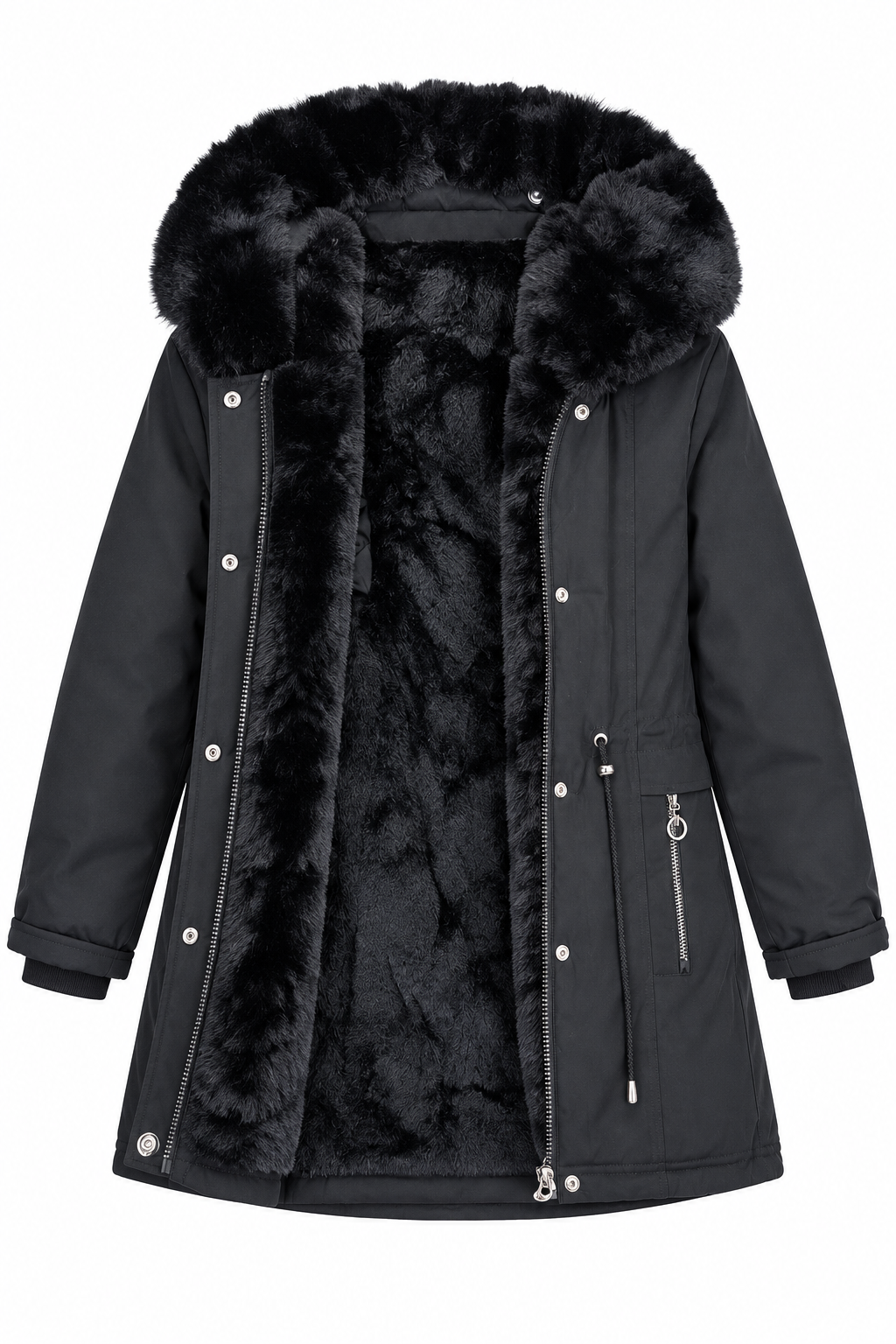 Winterjacke mit Fell für Mädchen Schwarz KF559-71023 GKMOD