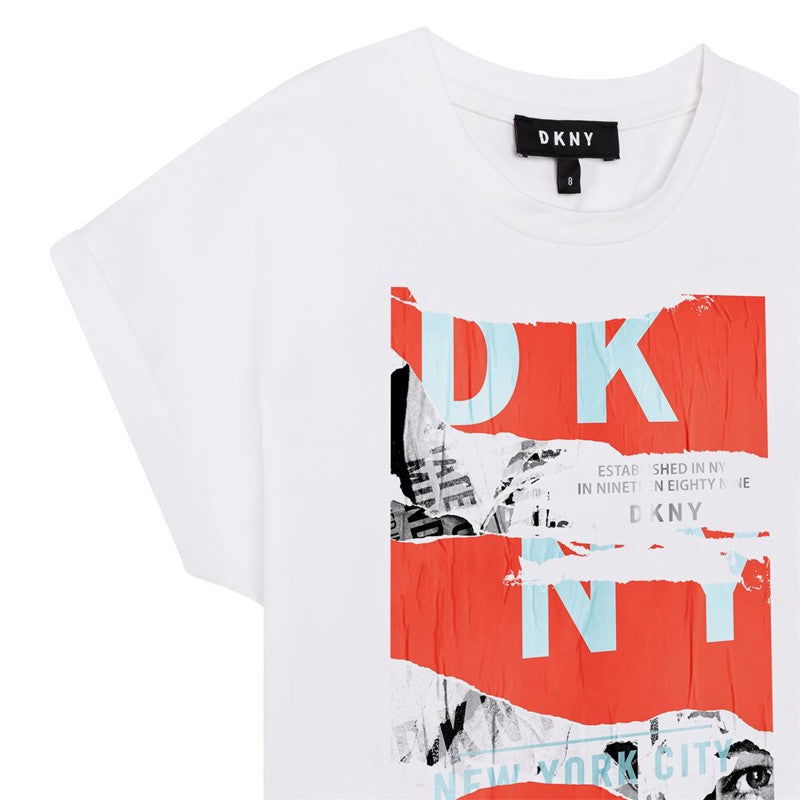 DKNY D35S03-N79 Koszulka z krótkim rękawem dziewczęca kolor biały/czerwony -  - #tag1# - #tag2# - #tag3# - #tag4#