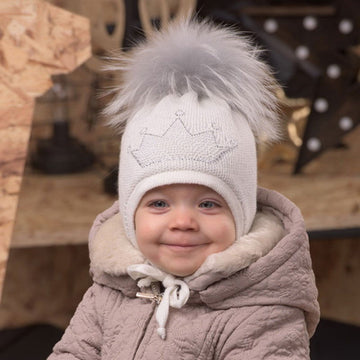 Jamiks AKULINA czapka dziewczęca kolor ekri/popiel JZB007-1 -  - #tag1# - #tag2# - #tag3# - #tag4#