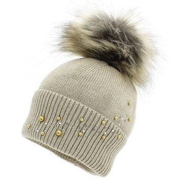 Jamiks IVANA II czapka dziewczęca z pomponem beż -  - #tag1# - #tag2# - #tag3# - #tag4#