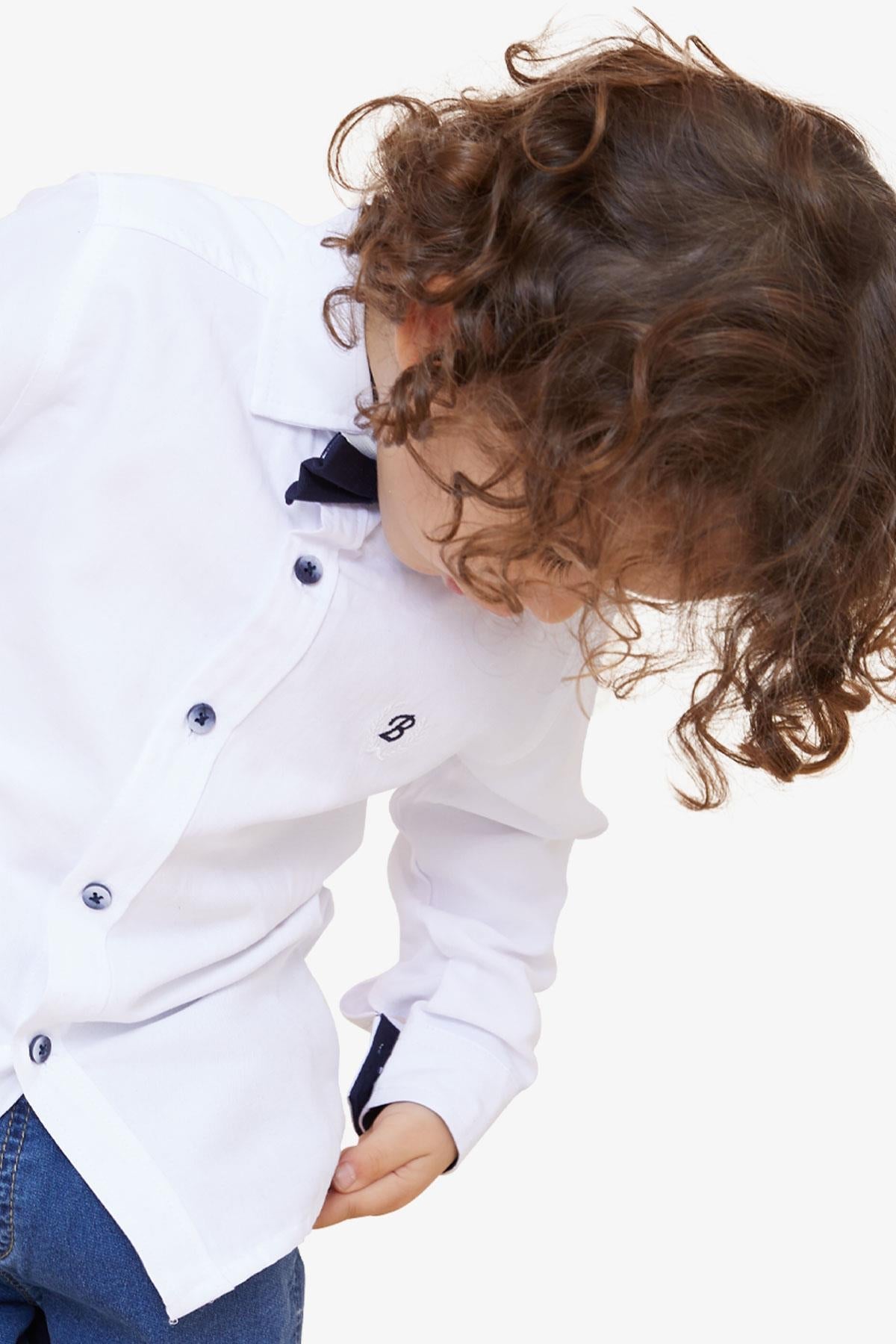 Koszula Elegancka Z Muchą chłopak biały 454-11223  GKMOC -  - #tag1# - #tag2# - #tag3# - #tag4#