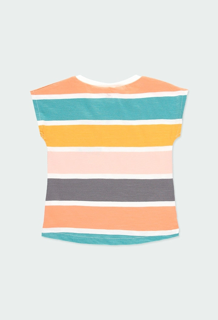Koszulka w paski dla dziewczynki Boboli 464026-9755 kolor pomarańczowy -  - #tag1# - #tag2# - #tag3# - #tag4#