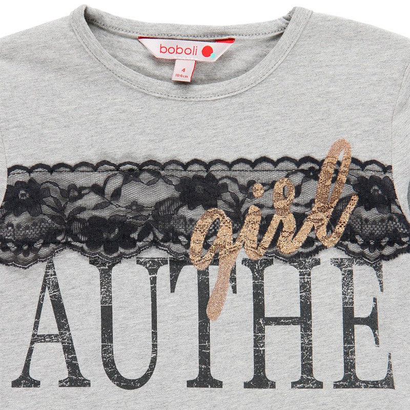Koszulka z długim rękawem dziewczęca Boboli 441009-8034 kolor szary -  - #tag1# - #tag2# - #tag3# - #tag4#