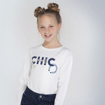 Koszulka z długim rękawem dziewczęca Mayoral 7063-76 Kremowy -  - #tag1# - #tag2# - #tag3# - #tag4#