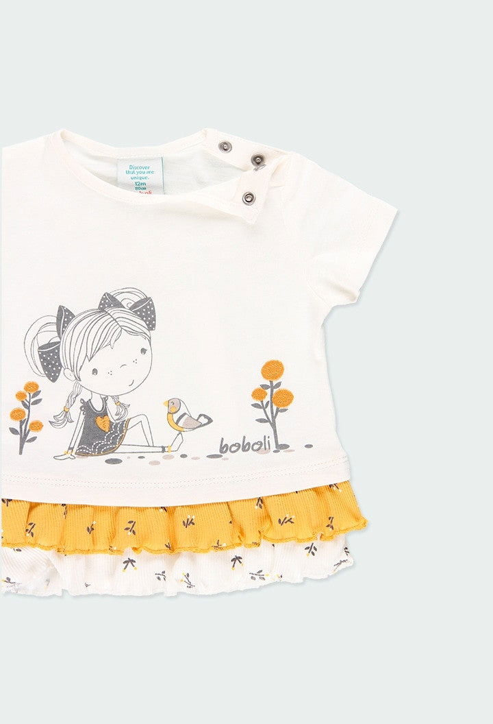 Koszulka z falbanką dla dziewczynki Boboli 214085-1111 kolor biały -  - #tag1# - #tag2# - #tag3# - #tag4#