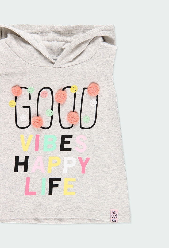 Koszulka z kapturem dla dziewczynki Boboli 424167-8095 kolor szary -  - #tag1# - #tag2# - #tag3# - #tag4#