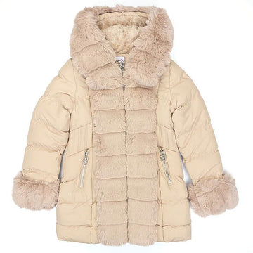 Kurtka Zimowa Z Futerkiem dziewczynka beż KF539-71023  GKMOD -  - #tag1# - #tag2# - #tag3# - #tag4#