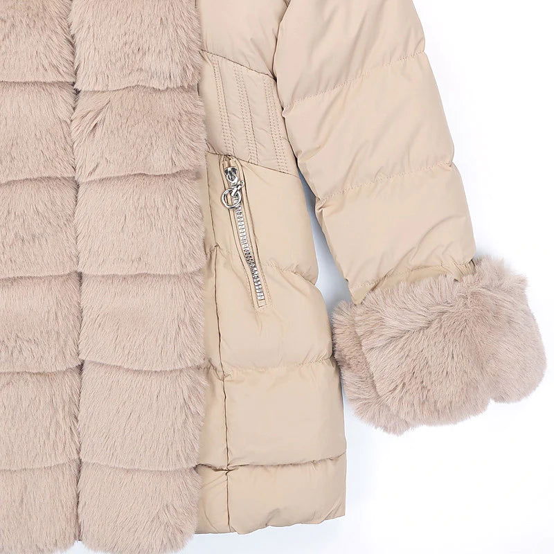 Kurtka Zimowa Z Futerkiem dziewczynka beż KF539-71023  GKMOD -  - #tag1# - #tag2# - #tag3# - #tag4#