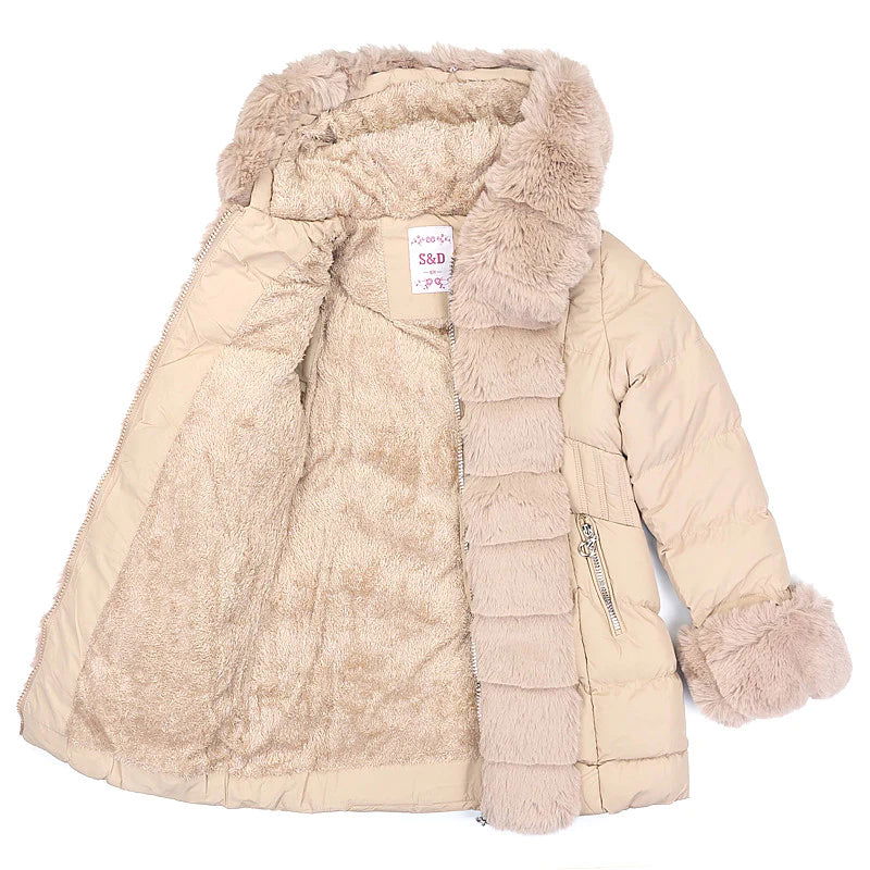 Kurtka Zimowa Z Futerkiem dziewczynka beż KF539-71023  GKMOD -  - #tag1# - #tag2# - #tag3# - #tag4#