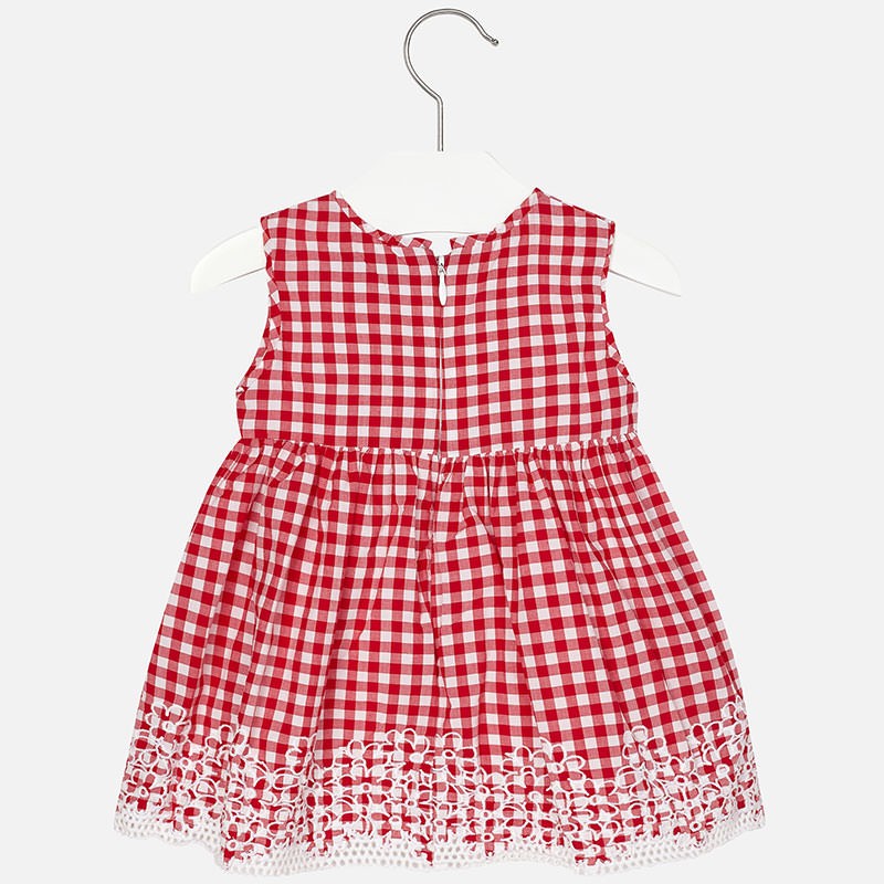 Mayoral 1963-14 Sukienka vichy haft  kolor Czerwony -  - #tag1# - #tag2# - #tag3# - #tag4#