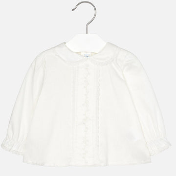 Mayoral 2124-55 Bluzka haftowana z kołnierzykiem dziewczęca krem -  - #tag1# - #tag2# - #tag3# - #tag4#