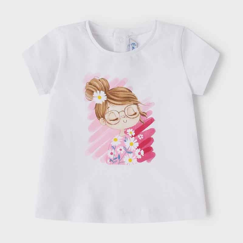 Mayoral 22-01033-055 Koszulka z krótkim rękawem dziewczynka 1033-55 biel/kamelia -  - #tag1# - #tag2# - #tag3# - #tag4#