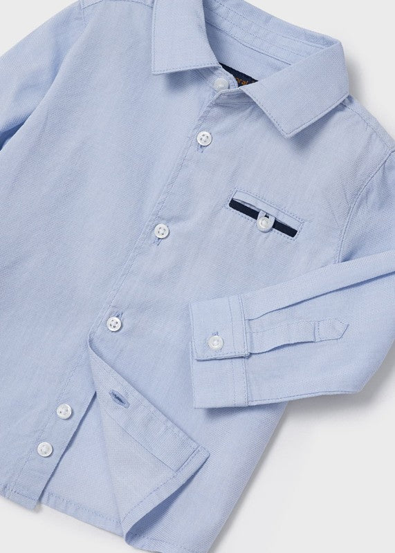 Mayoral 22-01117-096 Koszula z muszką chłopiec 1117-96 błękitny -  - #tag1# - #tag2# - #tag3# - #tag4#