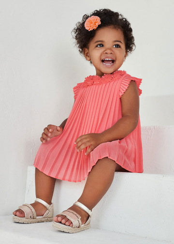Mayoral 22-01915-067 Sukienka plisowana dziewczęca 1915-67 koralowy -  - #tag1# - #tag2# - #tag3# - #tag4#