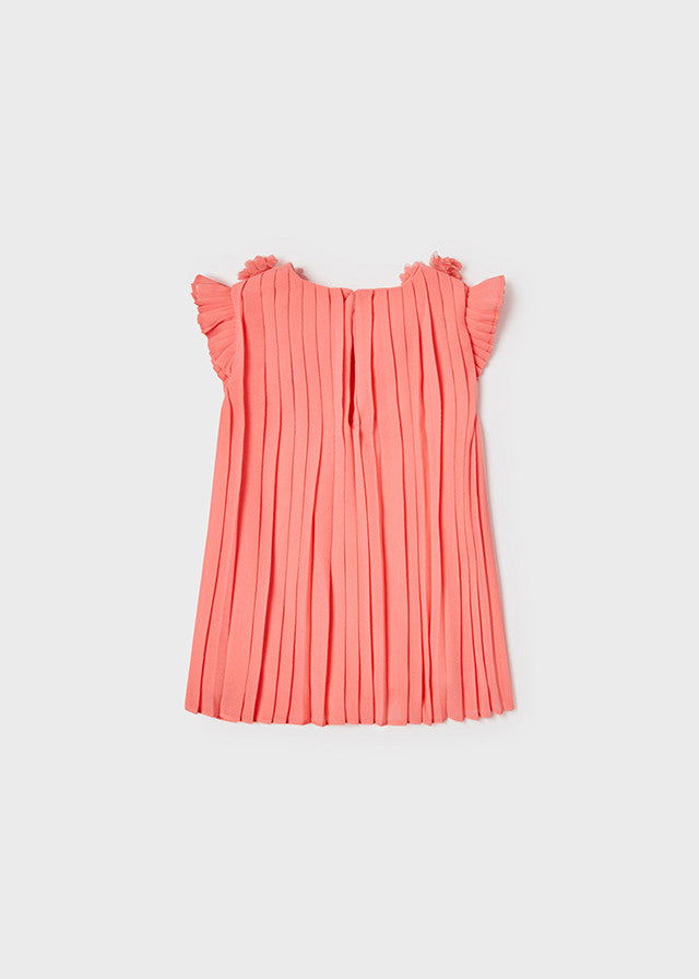 Mayoral 22-01915-067 Sukienka plisowana dziewczęca 1915-67 koralowy -  - #tag1# - #tag2# - #tag3# - #tag4#