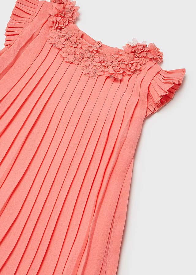 Mayoral 22-01915-067 Sukienka plisowana dziewczęca 1915-67 koralowy -  - #tag1# - #tag2# - #tag3# - #tag4#