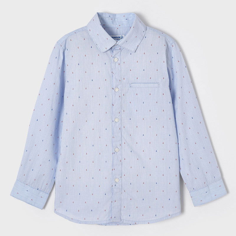 Mayoral 22-03123-046 Koszula we wzory chłopiec 3123-46 błękitny -  - #tag1# - #tag2# - #tag3# - #tag4#