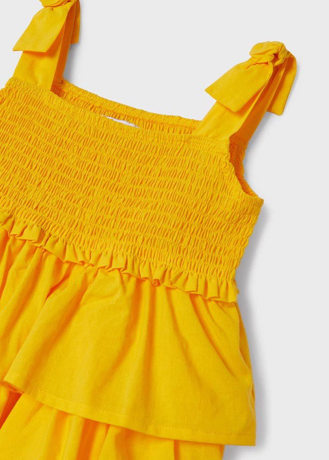 Mayoral 22-03933-086 Sukienka z falbankami dziewczynka 3933-86 bananowy -  - #tag1# - #tag2# - #tag3# - #tag4#