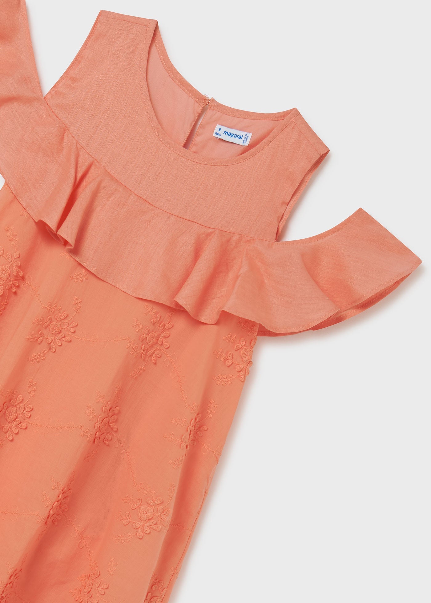 Mayoral 22-06955-040 Sukienka z haftem dziewczynka 6955-40 koralowy -  - #tag1# - #tag2# - #tag3# - #tag4#