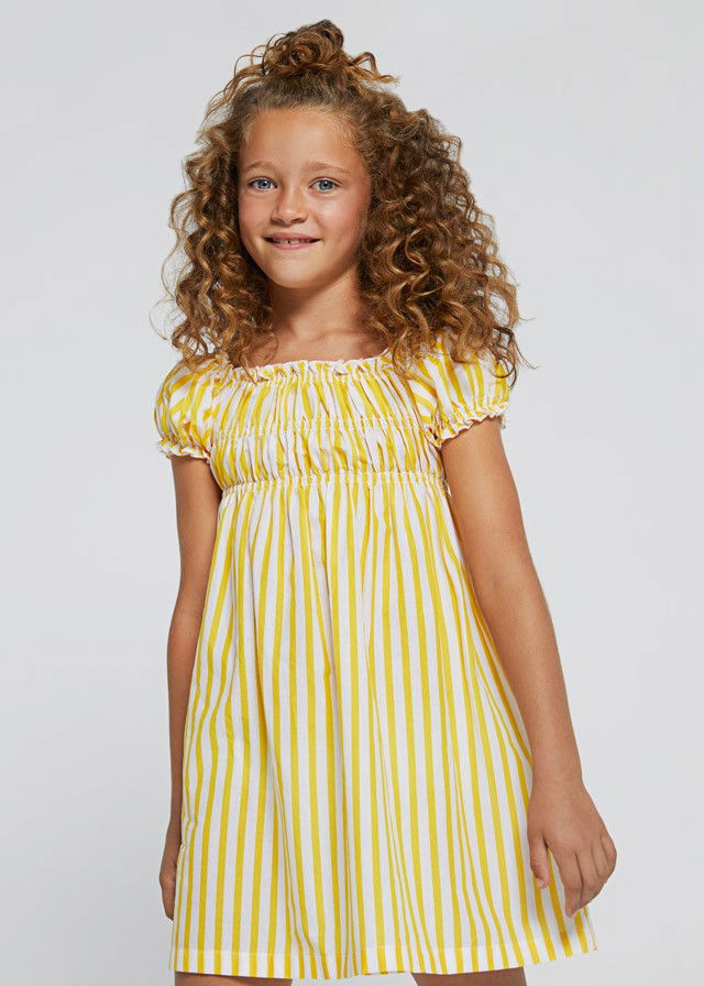 Mayoral 22-06985-059 Sukienka w paski dziewczynka 6985-59 mimoza -  - #tag1# - #tag2# - #tag3# - #tag4#