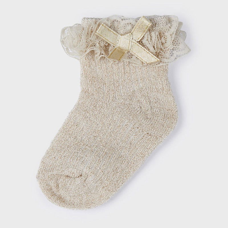 Mayoral 22-09480-025 Skarpetki wizytowe z falbanką dziewczynka 9480-25 szampan -  - #tag1# - #tag2# - #tag3# - #tag4#