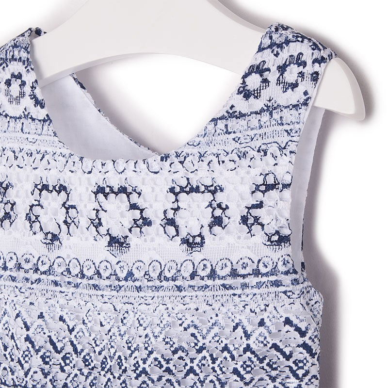 Mayoral 3946-23 Sukienka koronka nadruk kolor Granatowy -  - #tag1# - #tag2# - #tag3# - #tag4#