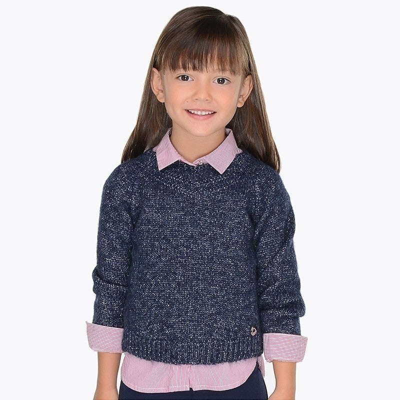 Mayoral 4322-32 Sweter dziewczęcy wkładany przez głowę granat -  - #tag1# - #tag2# - #tag3# - #tag4#