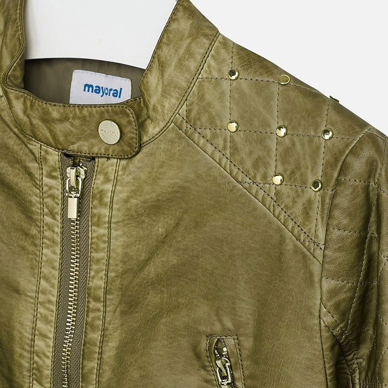 Mayoral 6430-92 Kurtka dziewczęca sztuczna skóra  kolor khaki -  - #tag1# - #tag2# - #tag3# - #tag4#