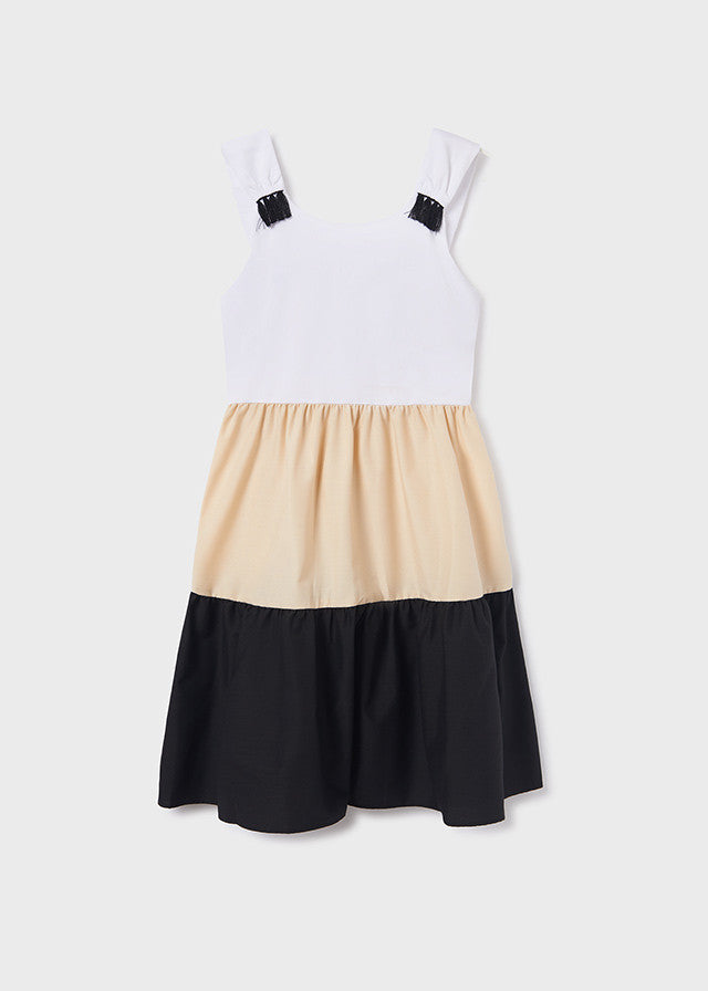 Mayoral 6922-72 Sukienka w pasy dziewczynka kolor czarny -  - #tag1# - #tag2# - #tag3# - #tag4#